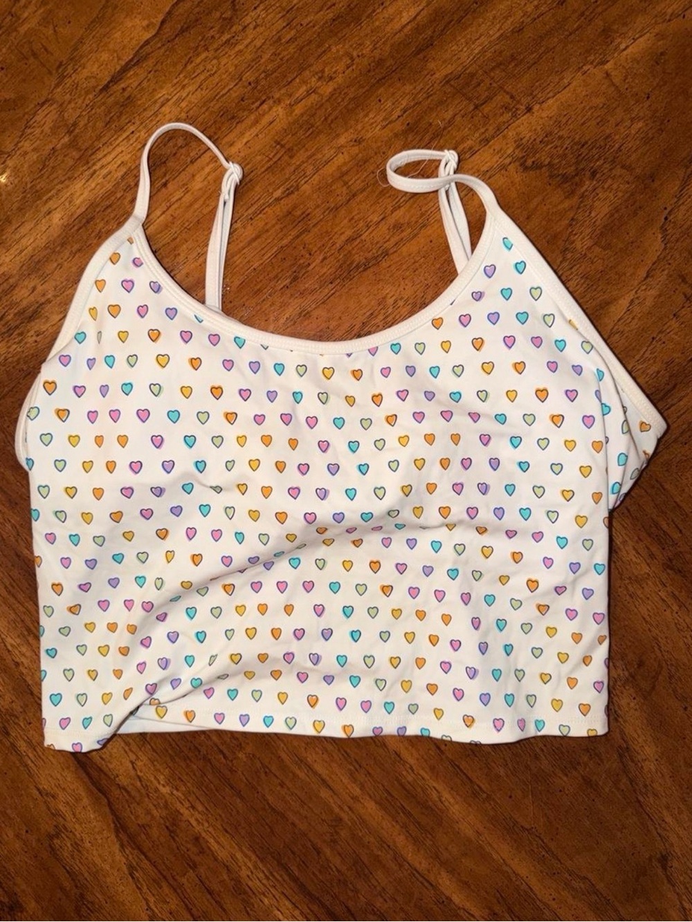 Roller Rabbit White Cropped Tank with Multicolor Heart Print